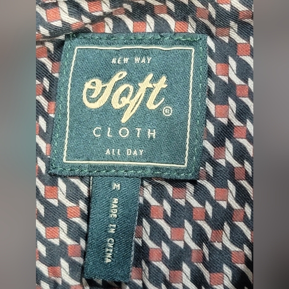 Soft Cloth Soft Point Collar Shirt In Italian Woven Fabric Navy City Grid Medium - Picture 3 of 11